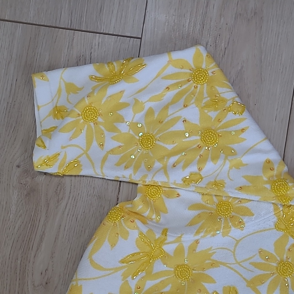 Berer2 By Takako Sakin Beaded Sequin Yellow Floral Cardigan XL - Picture 5 of 7